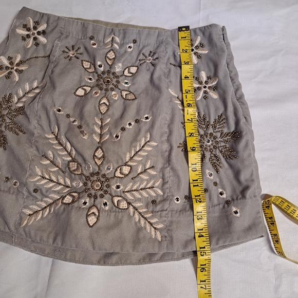 Free People Bright Lights Grey Velvet Beaded Mini Skirt - Picture 11 of 11